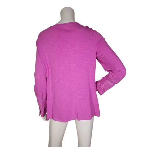 Soft Surrounding Women Sz M Top Alta Mara Pink Embroidery Lace Boho Cottagecore - Picture 5 of 8